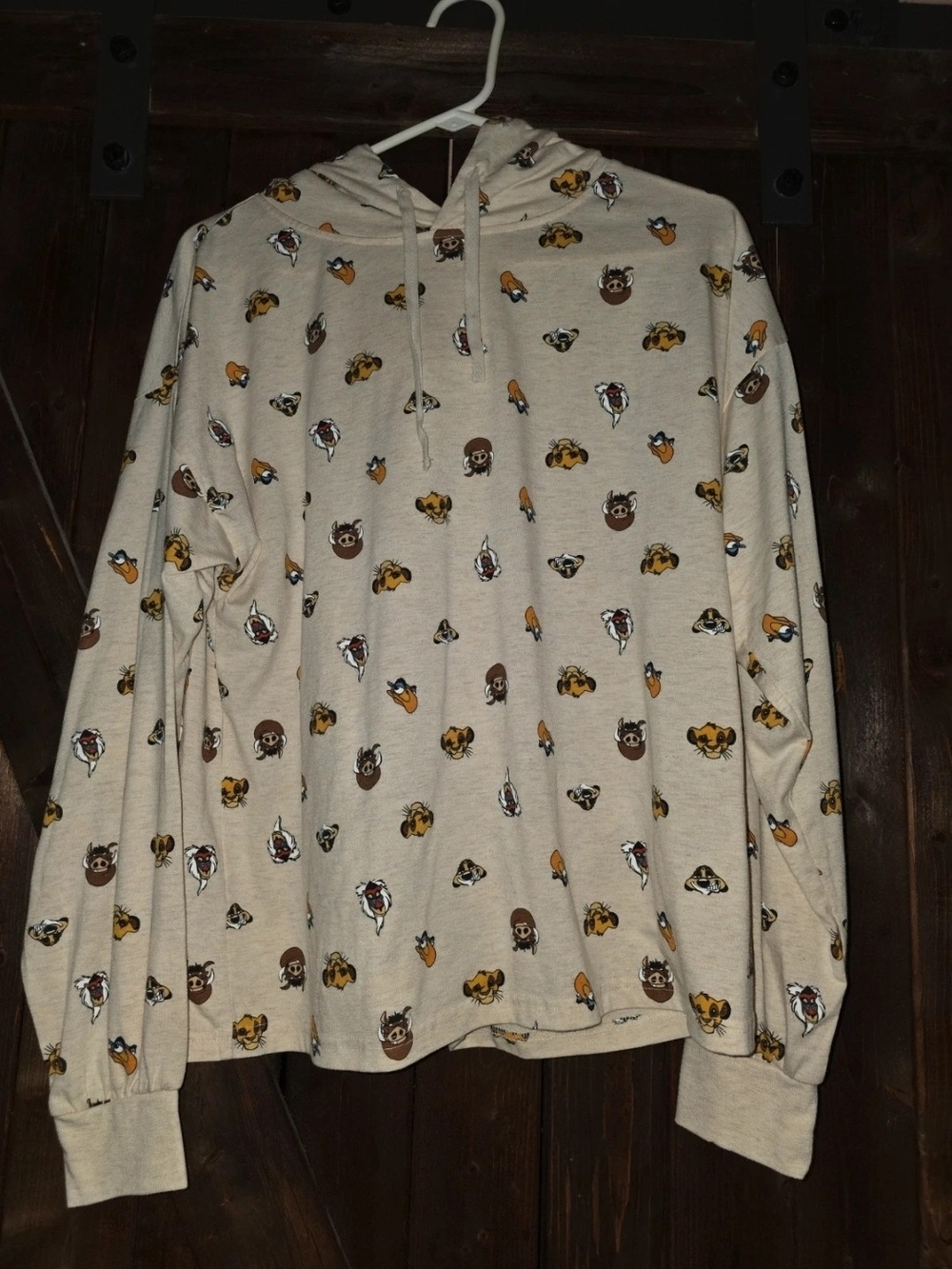 Disney Women's Beige All-Over Lion King Print Hoodie